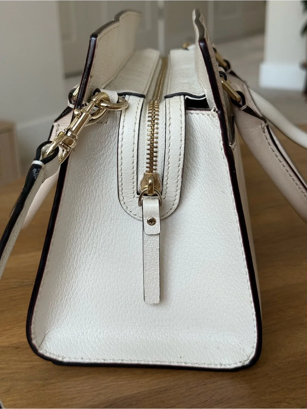 Kate Spade Grove Street Caley Satchel Cement Beige Pink White